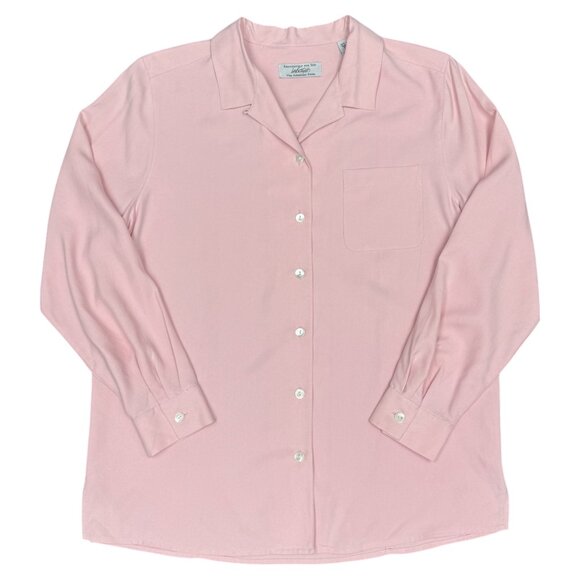 VINTAGE Women's Lord & Taylor Blush Pink Silk Button Down Shirt- Size 10P‎ - Picture 1 of 9